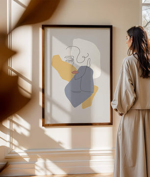 Abstract Line Art Portrait with Neutral Shapes - Mi tienda