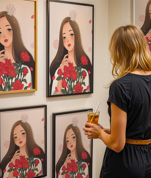 Illustration d'une fille animée avec une couronne et des roses