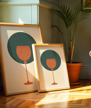 Wine Glass with Decorative Elements on Modern Minimalist Background - Mi tienda