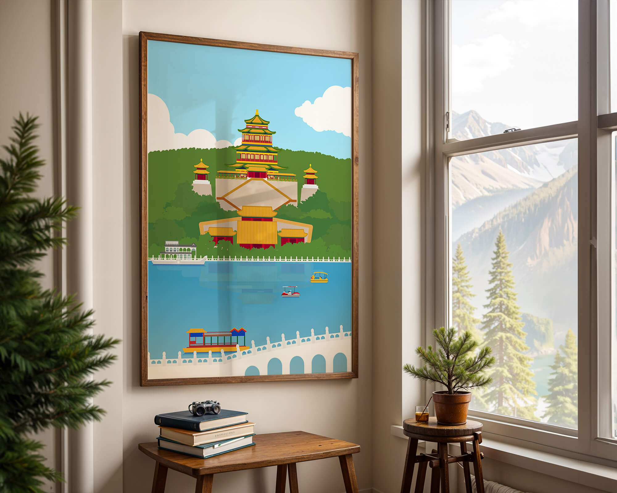 Traditional Chinese architecture by a serene lake