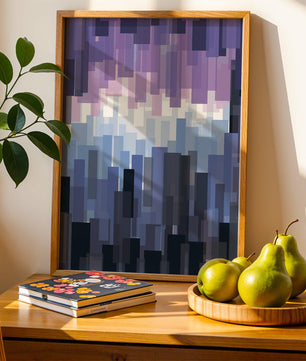 Abstrakter pixeliger Farbverlauf mit Blau- und Lilatönen