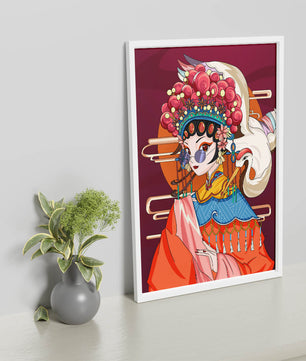 Illustration élégante de personnage d'opéra chinois aux couleurs vives