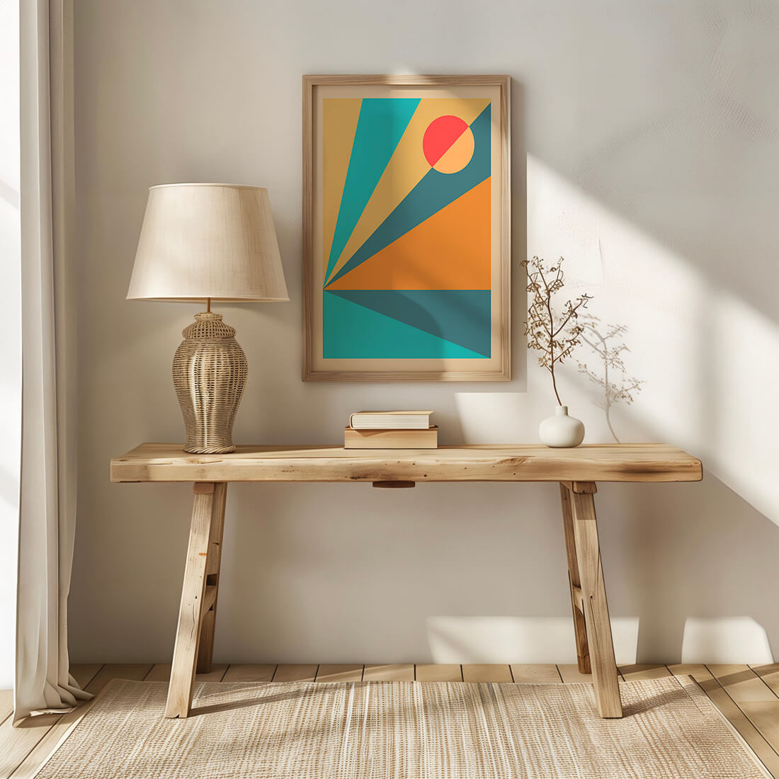 Geometric Abstract Art with Bold Colors and Circles