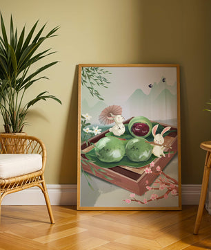 Charming Hasen mit Mochi und Berglandschaft