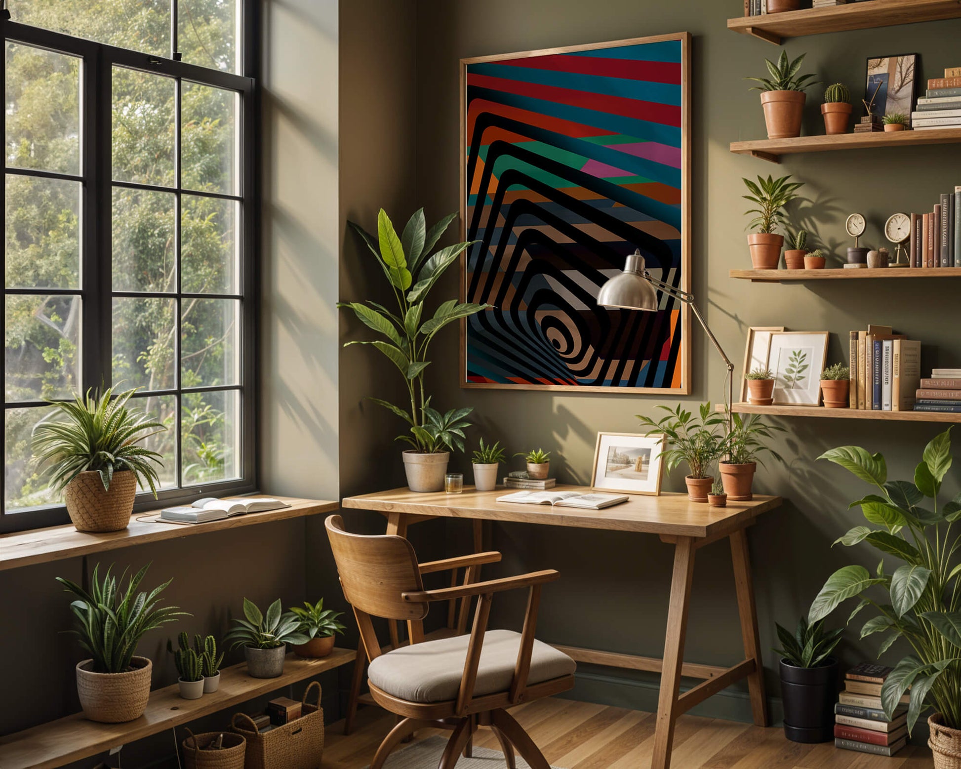 Colorful Geometric Abstract Art with Concentric Stripes
