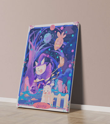 Whimsical zodiac scorpio scene with a magical theme