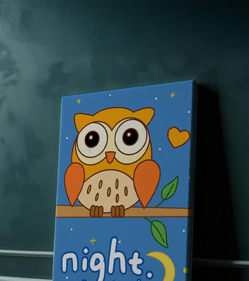 Colorful owl illustration with night theme and positive message