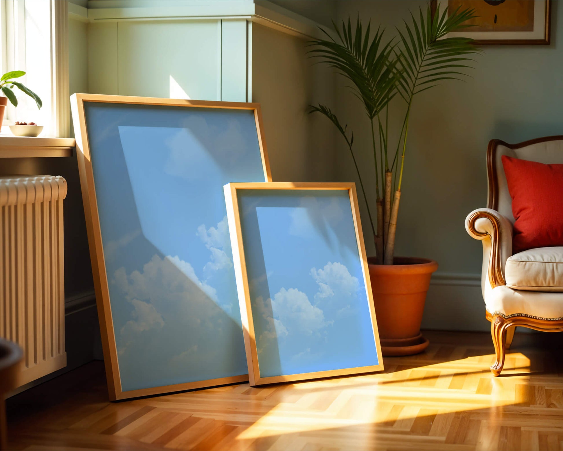 Cielo azul brillante con nubes blancas esponjosas