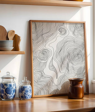 Art linéaire topographique abstrait avec des motifs tourbillonnants