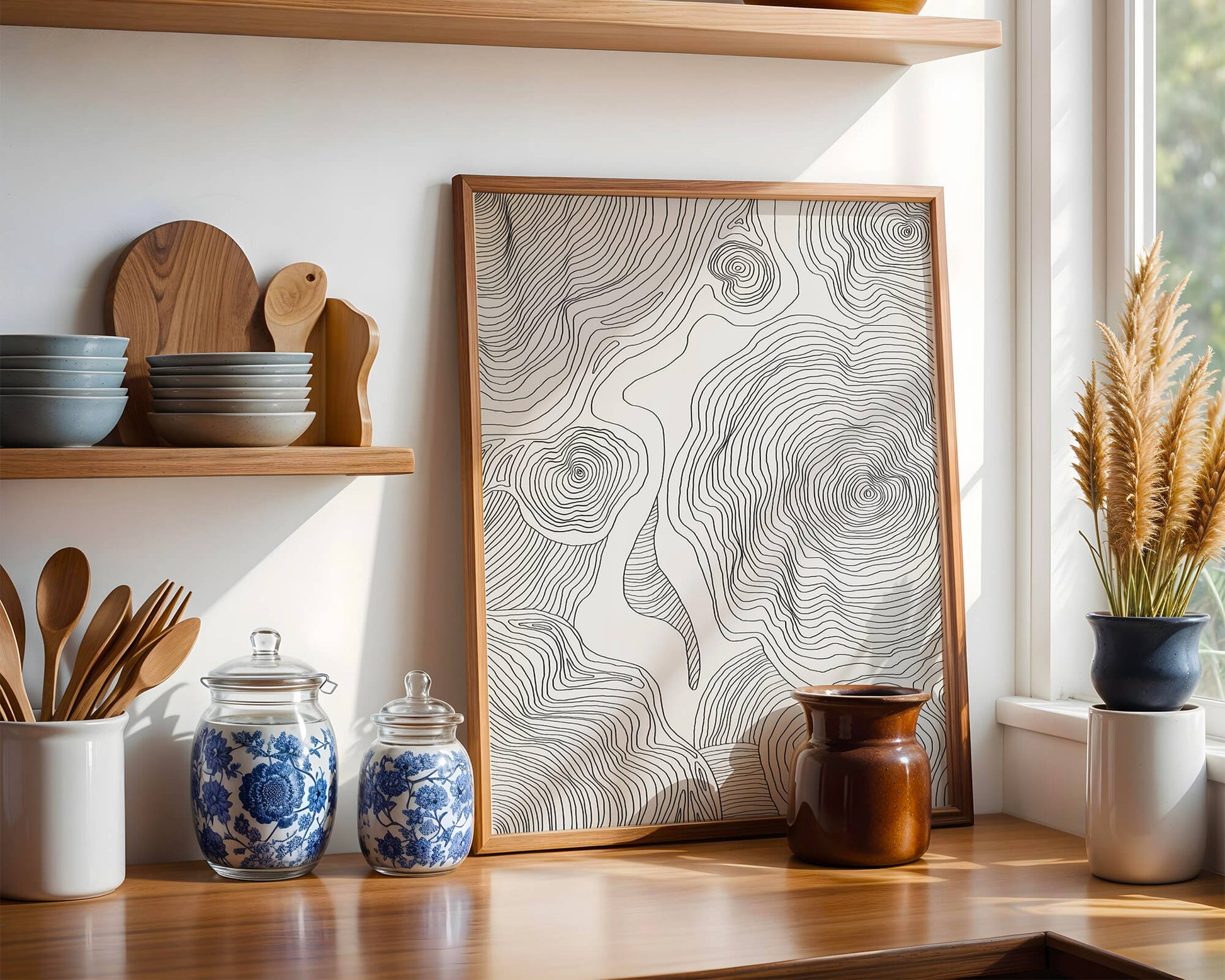 Art linéaire topographique abstrait avec des motifs tourbillonnants