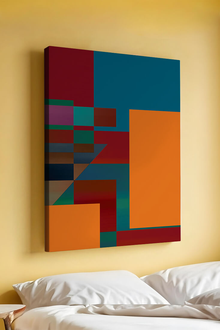 Colorful geometric abstract design with bold blocks and tones