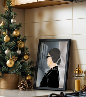 Modern woman with sunglasses and gold hoop earrings