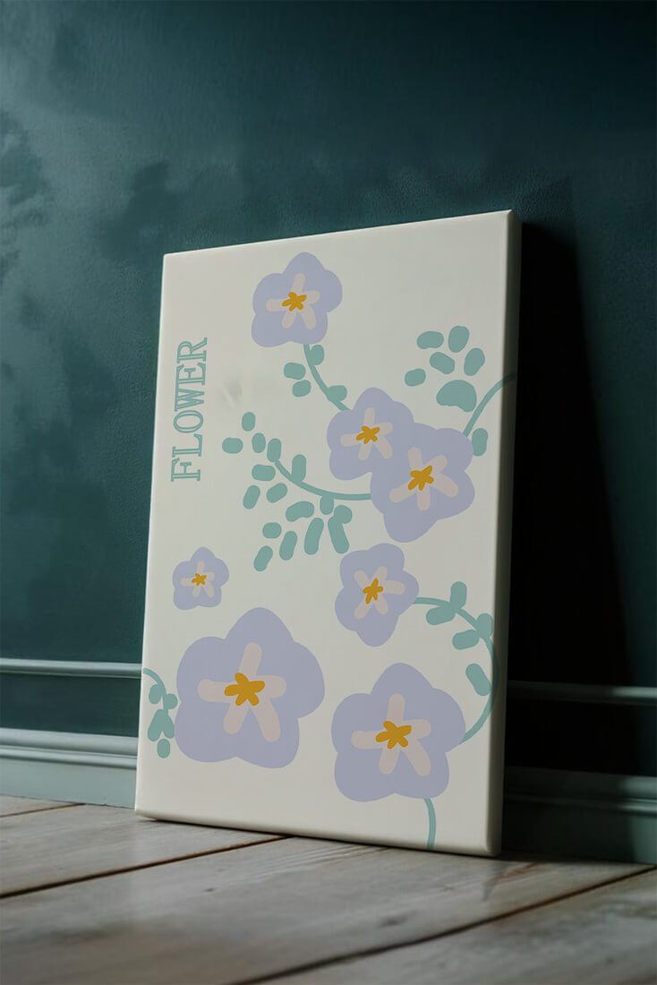 Floral design with pastel flowers and abstract leaves