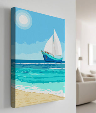 Ruhige Meereslandschaft mit Segelboot unter der Sonne