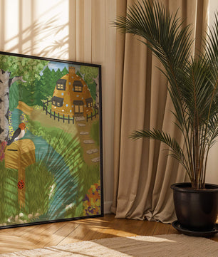 Paysage charmant avec une maison unique et un jardin luxuriant
