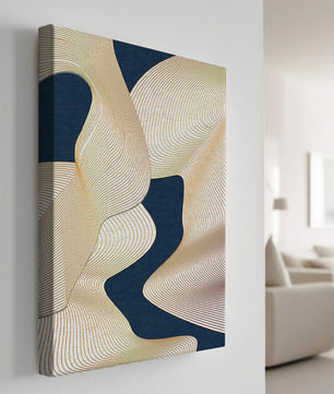 Lignes fluides abstraites sur fond bleu foncé