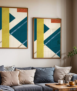 Abstract Geometric Composition with Bold Colors and Textures - Mi tienda