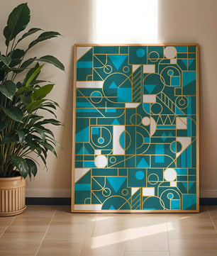 Design abstrait géométrique avec des accents dorés