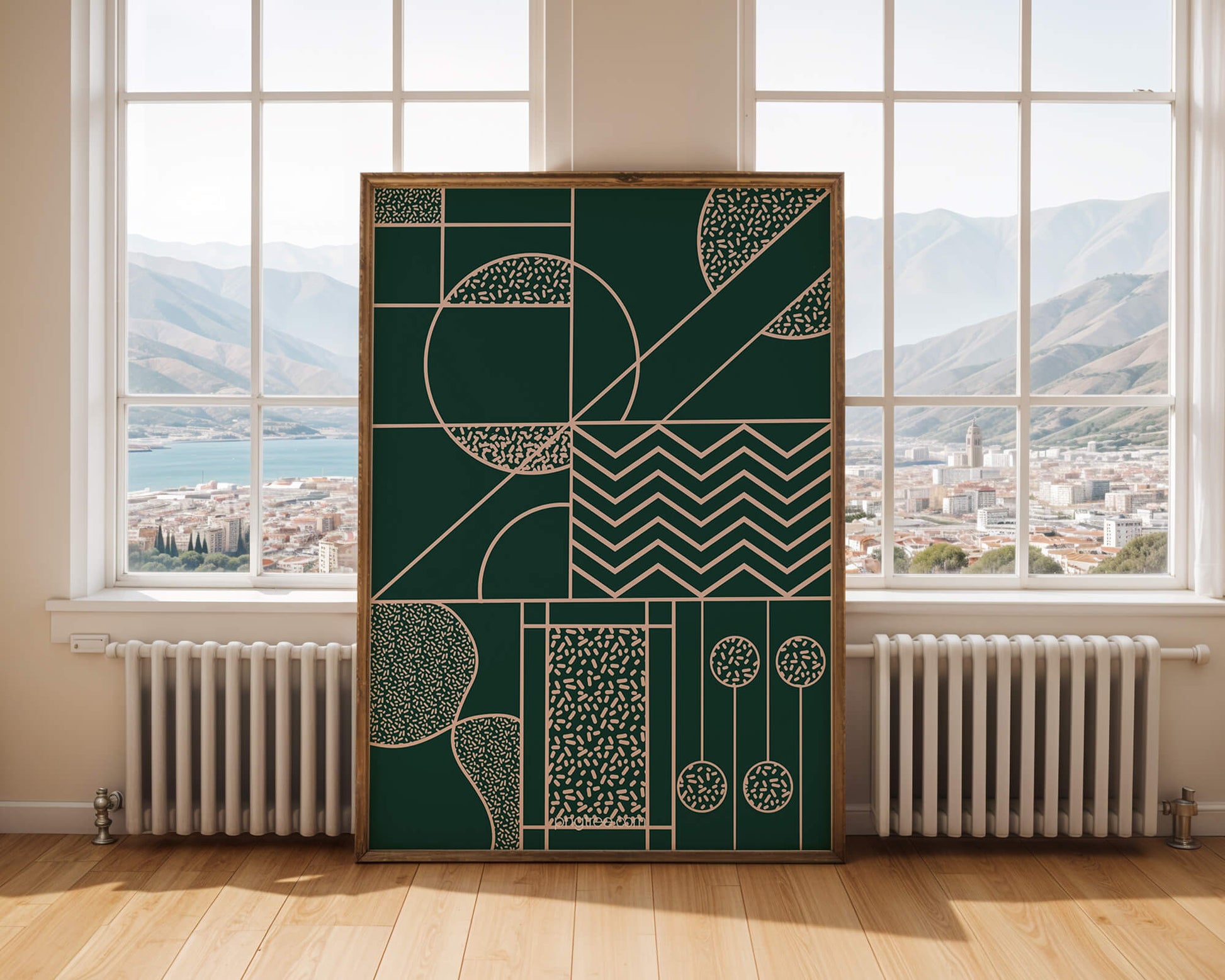 Geometric Abstract Art with Circle and Line Patterns