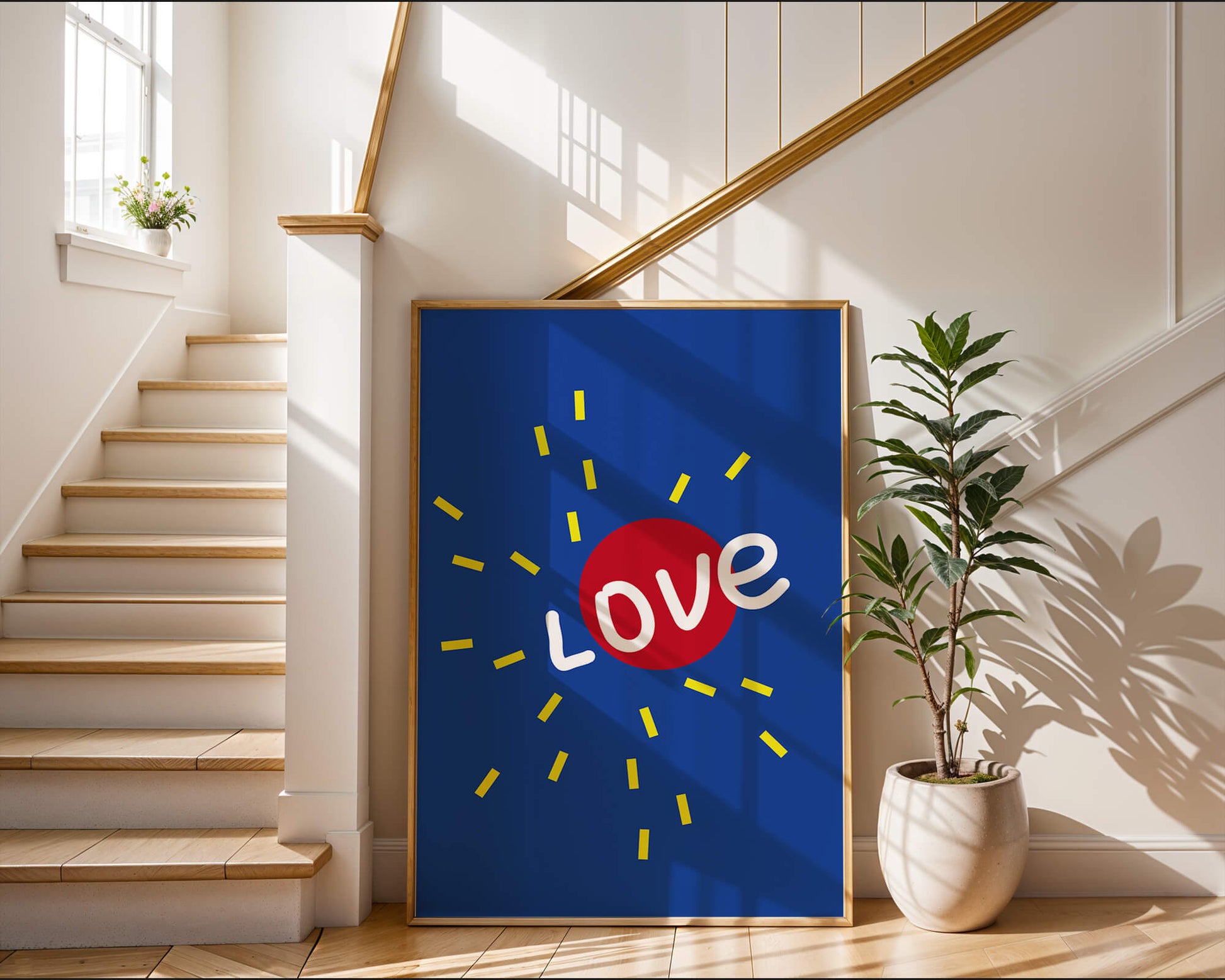 Colorful love-themed abstract design with bold elements