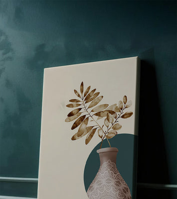 Elegant Botanical Illustration With Mandala Vase