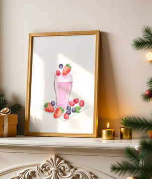 Refreshing berry smoothie with fresh strawberries and blueberries