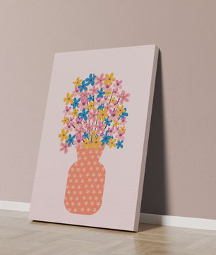 Colorful flower bouquet in a star-patterned vase