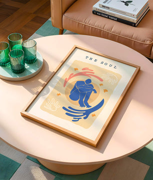 Contemplative Abstract Human Figure with Vibrant Colors and Bold Lines - Mi tienda
