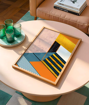 Abstraktes geometrisches Design mit Marmor- und Goldtexturen
