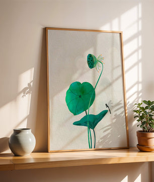 Lotus Flower and Dragonfly with Watercolor Effect - Mi tienda