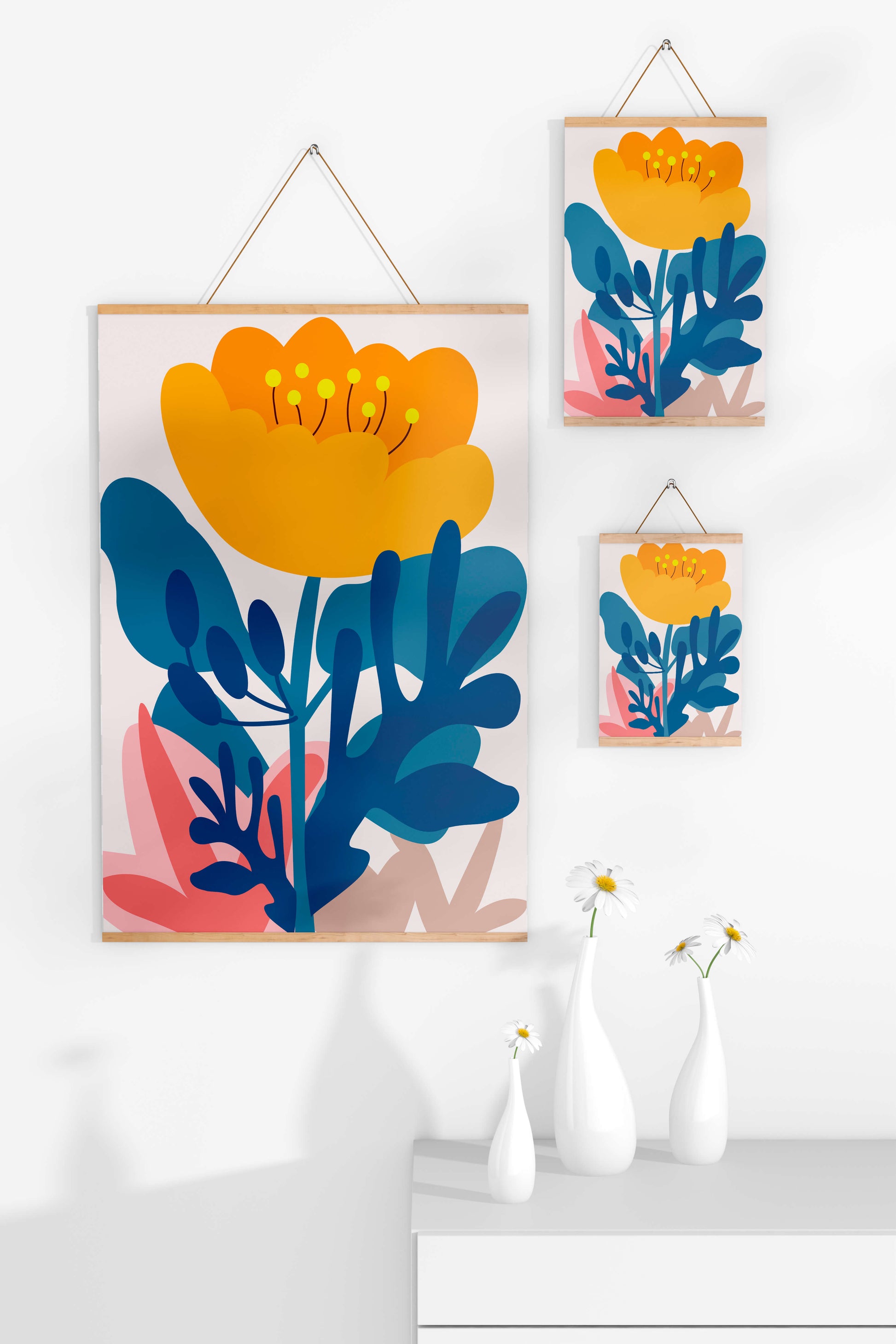Colorful abstract floral illustration with vibrant leaf patterns