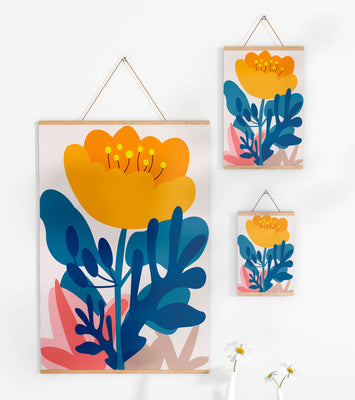 Colorful abstract floral illustration with vibrant leaf patterns