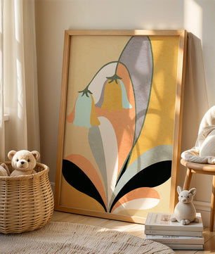 Abstract floral pattern with pastel colors and modern design