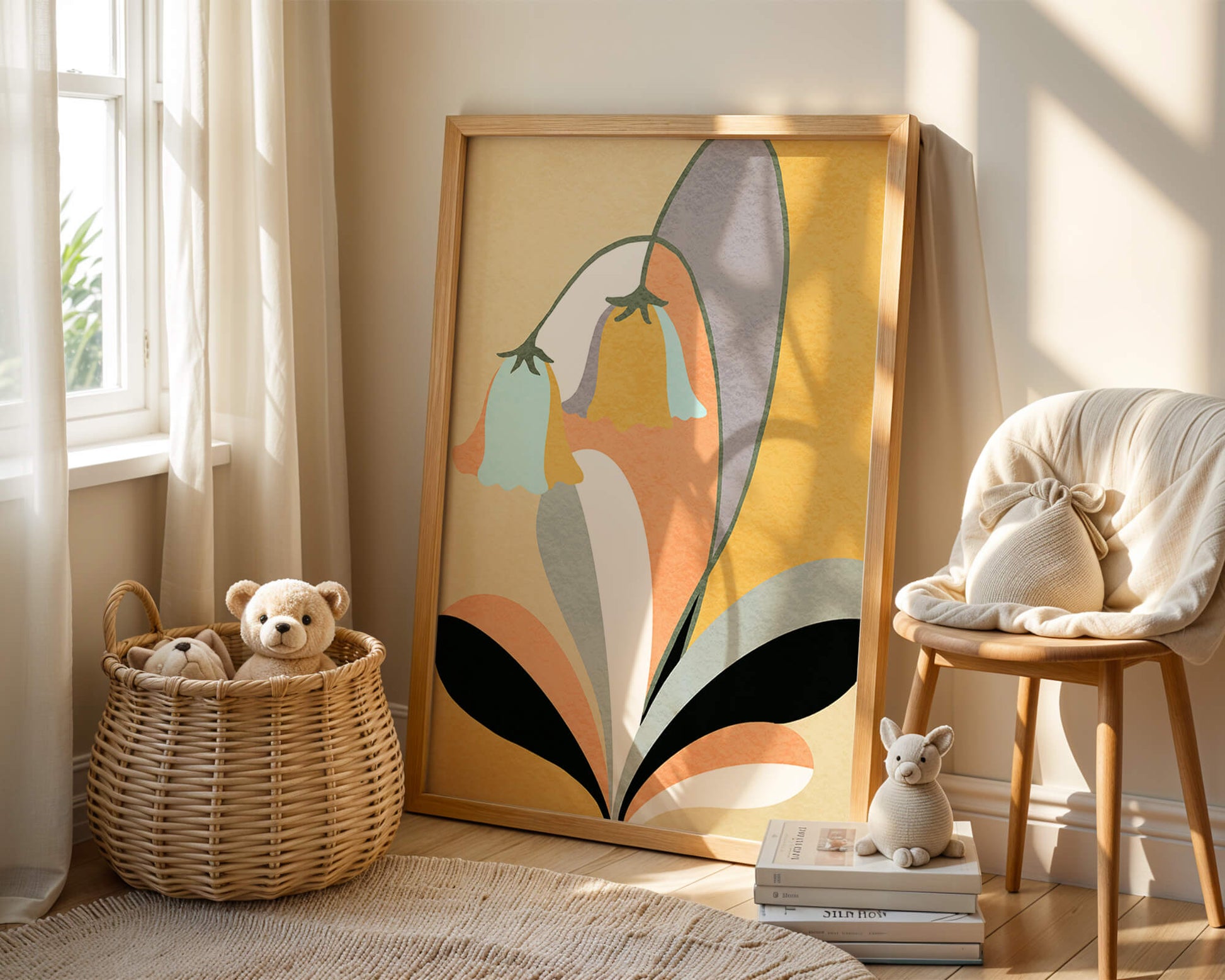 Abstract floral pattern with pastel colors and modern design
