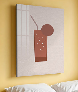 Minimalist Illustration of a Chocolate Drink with Straw and Window Background - Mi tienda