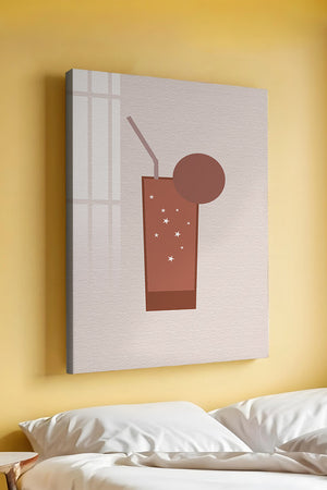 Minimalist Illustration of a Chocolate Drink with Straw and Window Background - Mi tienda