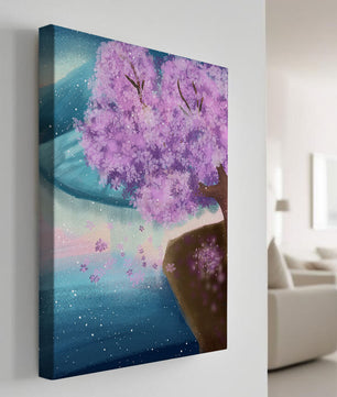A Beautiful Cherry Blossom Tree in a Dreamlike Landscape