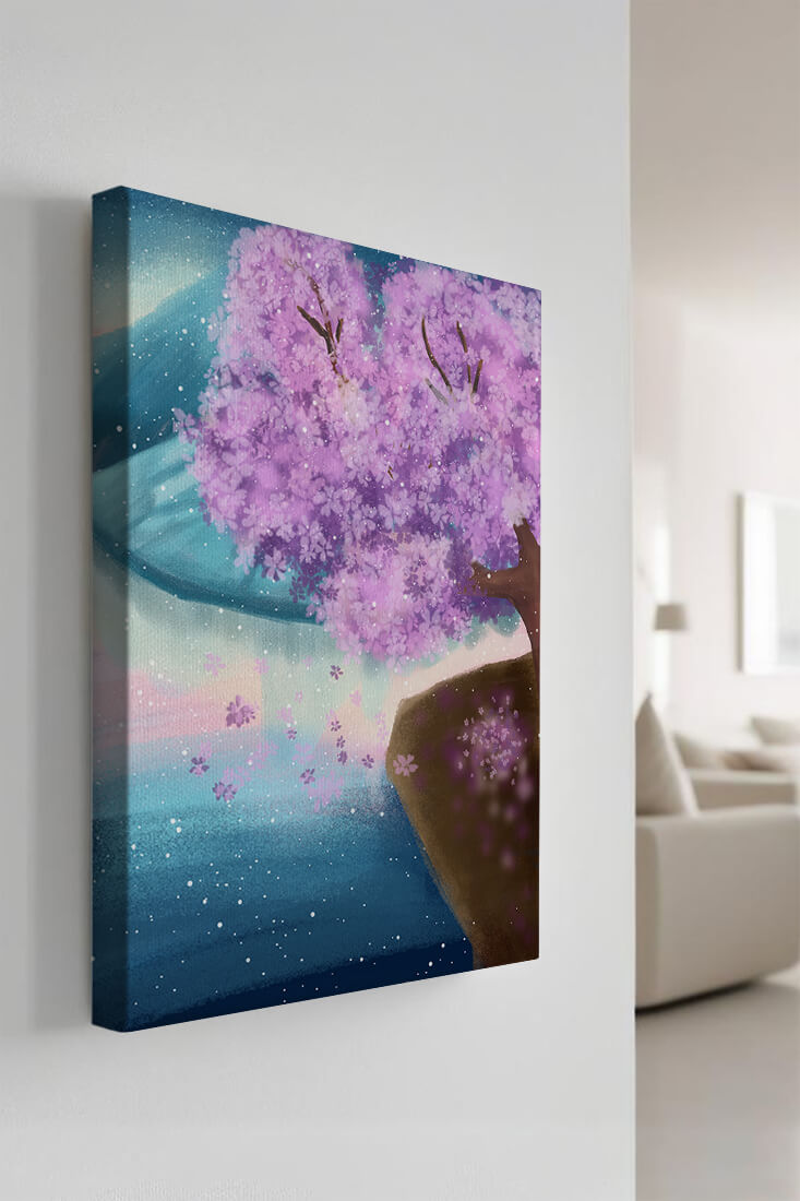 A Beautiful Cherry Blossom Tree in a Dreamlike Landscape