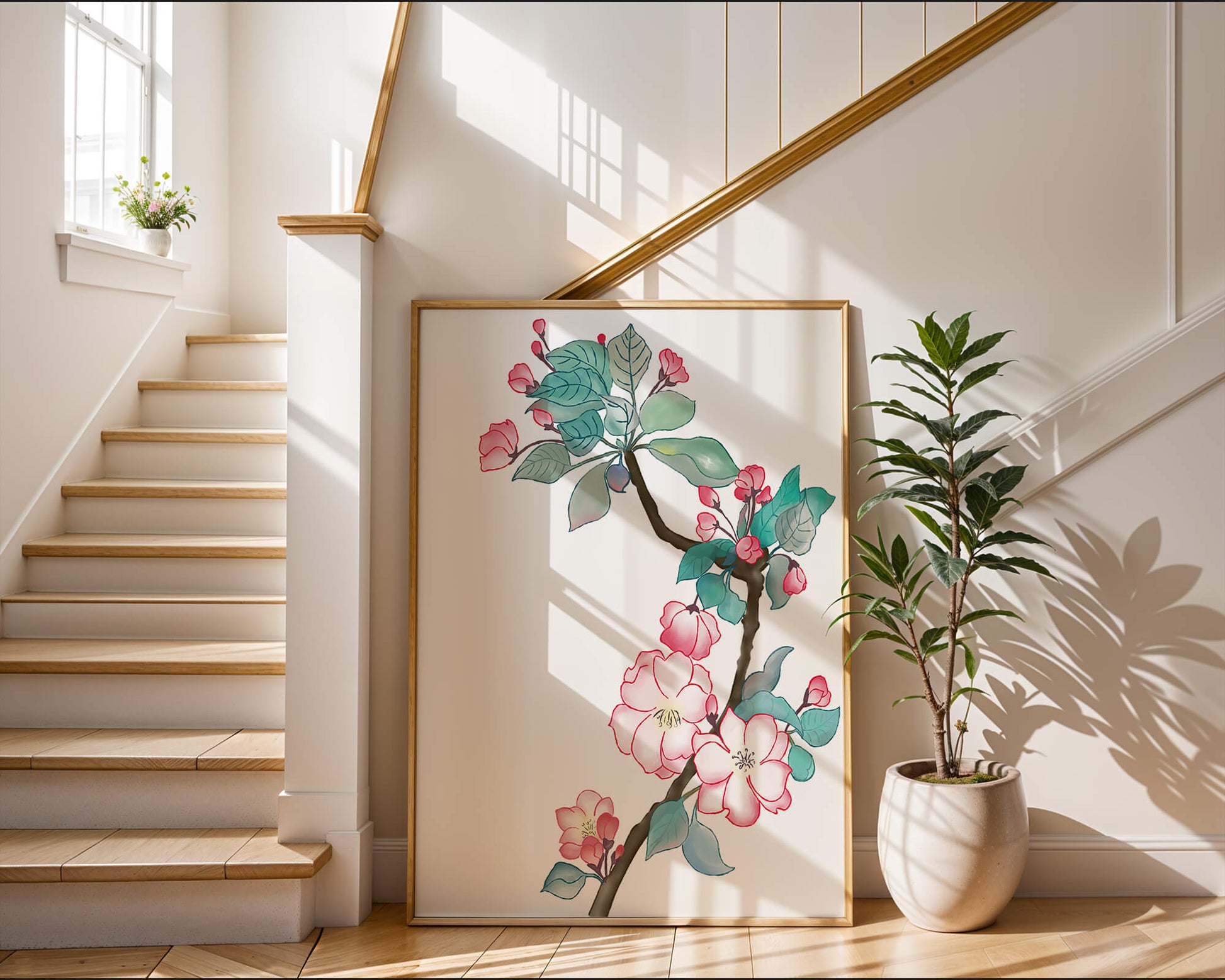 Elegant floral watercolor illustration with cherry blossom