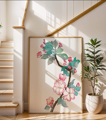 Elegant floral watercolor illustration with cherry blossom