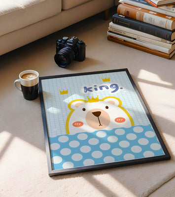 Adorable bear illustration with crown and playful text