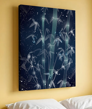 Illustration Of Bamboo With Snowfall In A Night Sky - Mi tienda