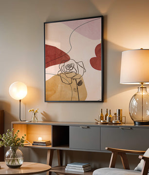 Abstract Line Art Rose with Earth Tones and Minimalist Design - Mi tienda