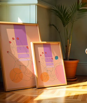 Abstract Line Art with Geometric Shapes and Hand Illustration