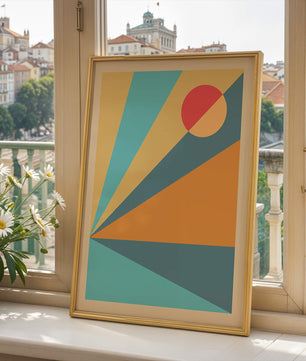 Geometric Abstract Art with Bold Colors and Circles