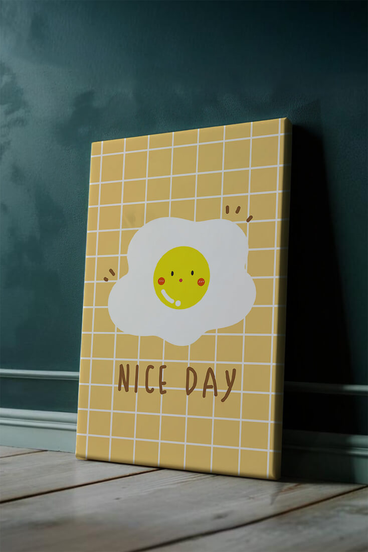 Cheerful egg illustration on yellow grid background