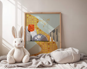 Elegant Dining Setting with Red Wine Glass and Gold Accents - Mi tienda