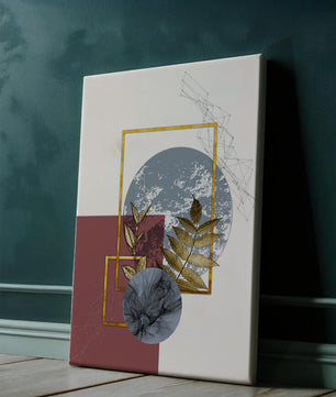 Abstract Composition with Gold Accents and Geometric Shapes - Mi tienda