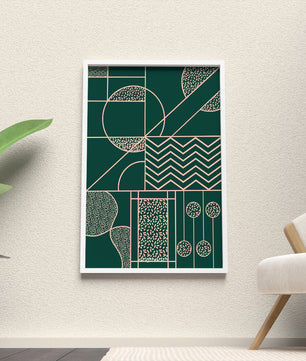 Geometric Abstract Art with Circle and Line Patterns