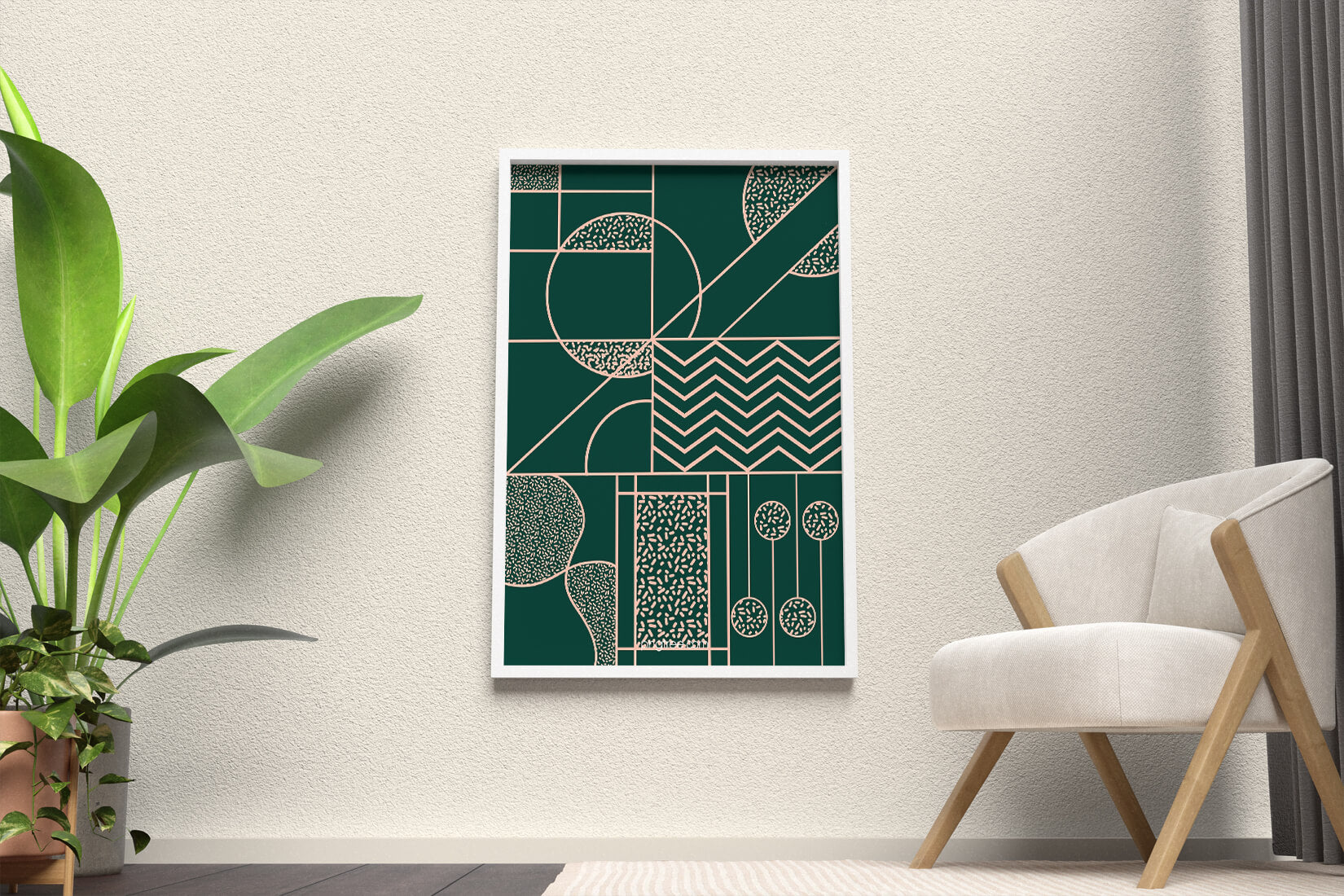 Geometric Abstract Art with Circle and Line Patterns